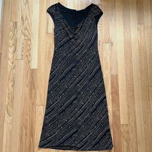 Max Studio Black / Geometric A-Line Knit Jersey Dress Size Small